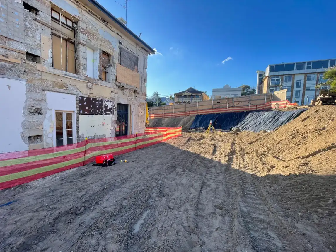 Heritage building beside excavation works