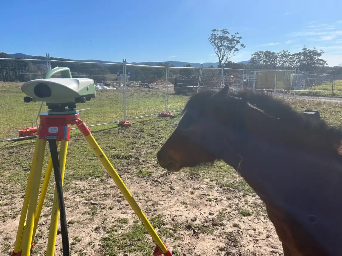 Survey level set up in a paddock