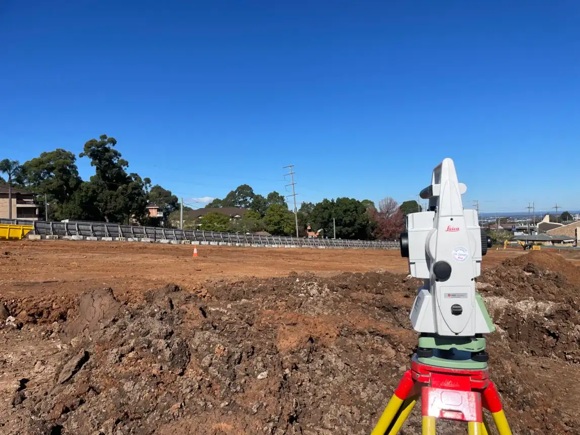Total station on an excavated development site