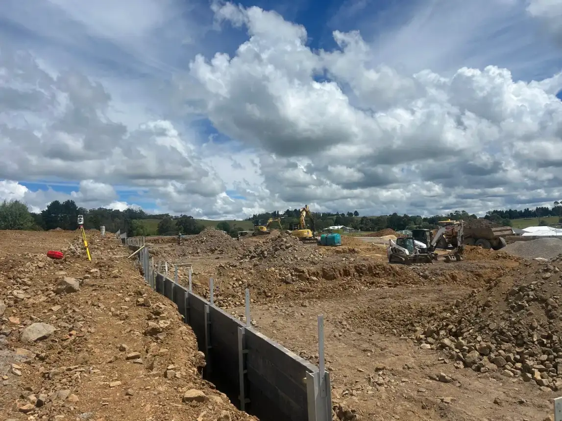 Retaining wall and earthworks on a subdivision