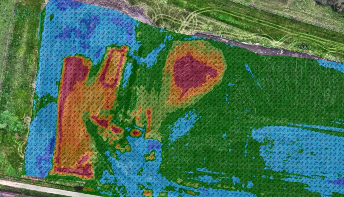 Cut and fill heat map from a tracking flight