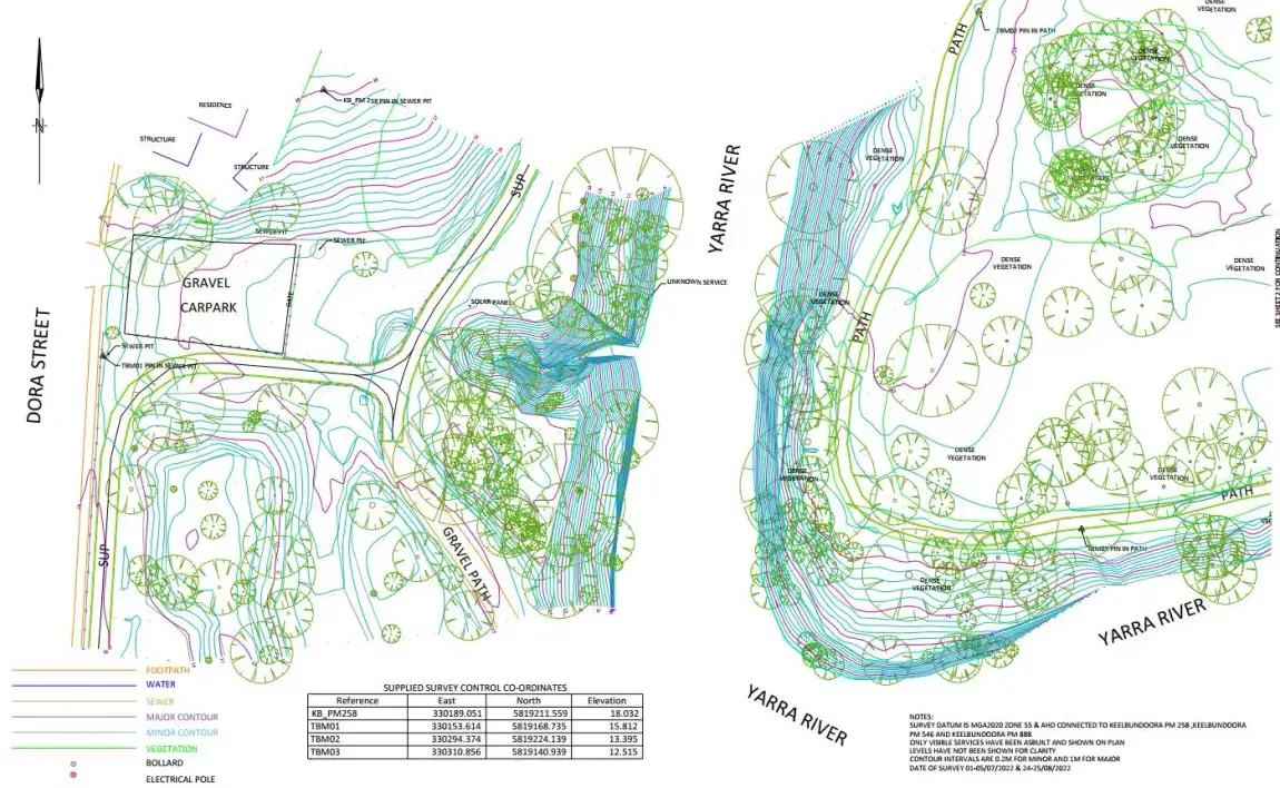 Feature survey plan with contours and levels