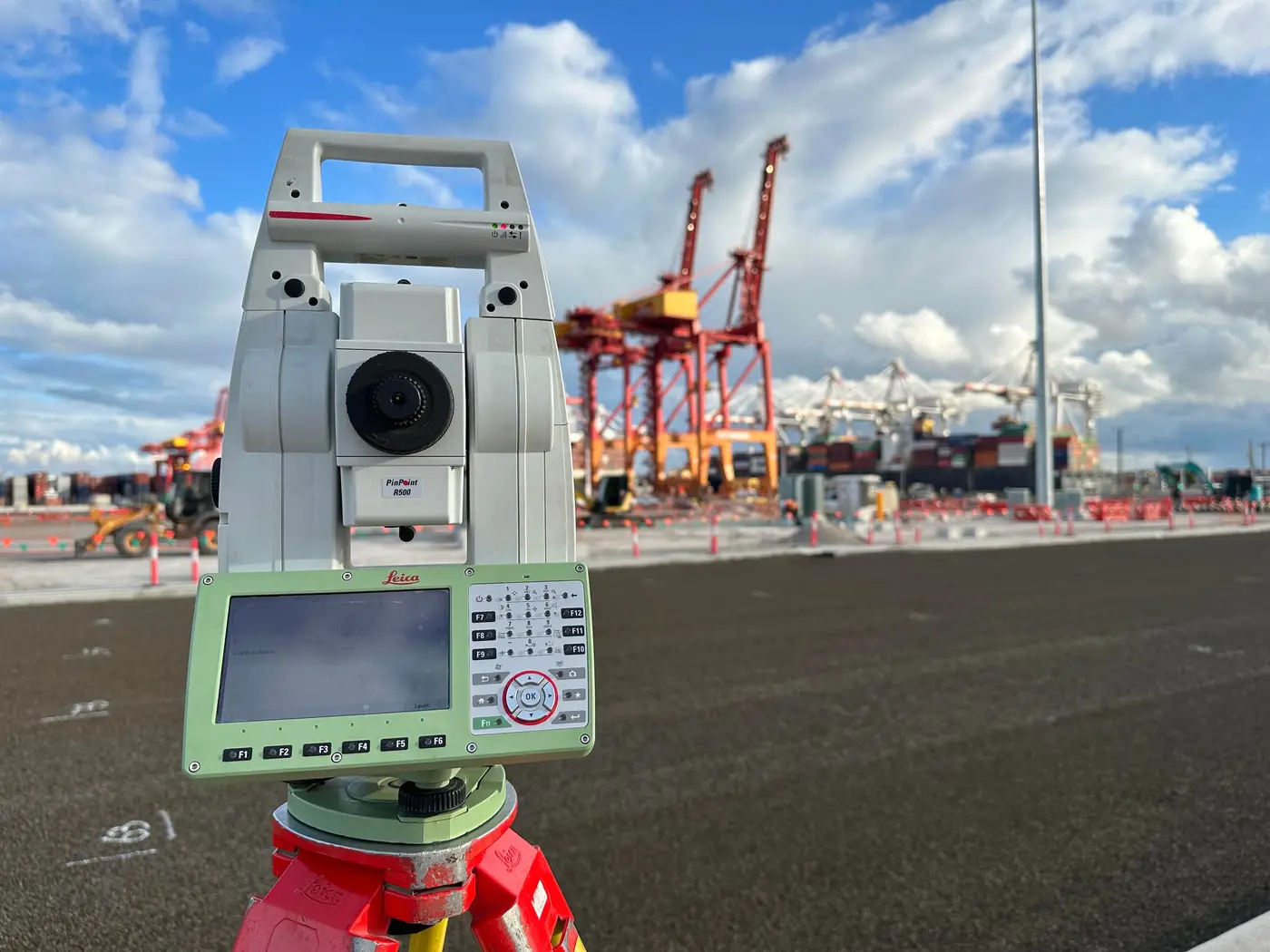 Total station on a port infrastructure project