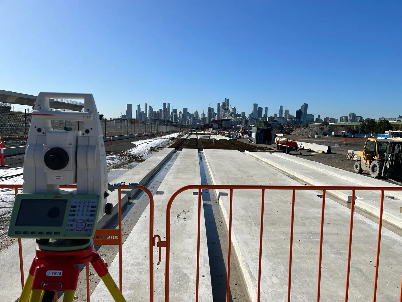 Track slab monitoring with the city behind