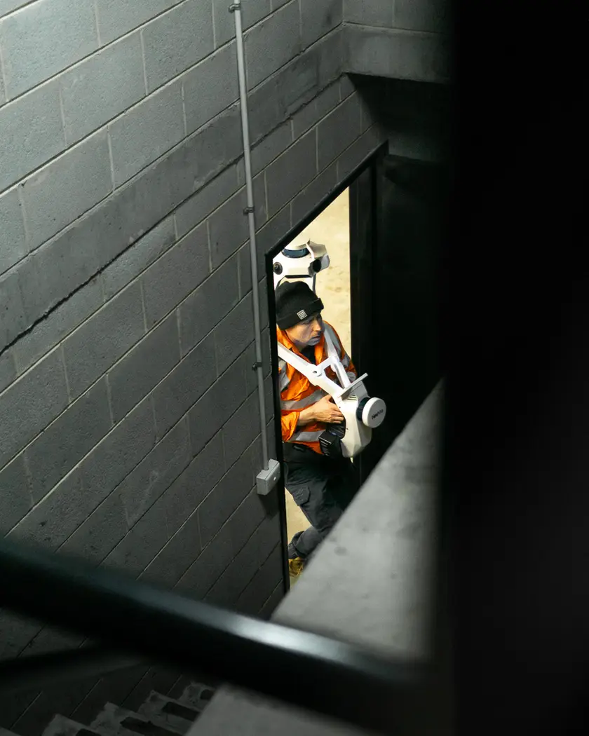 Scanning through an operating building