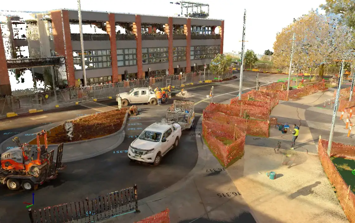 Point cloud recording an existing facade